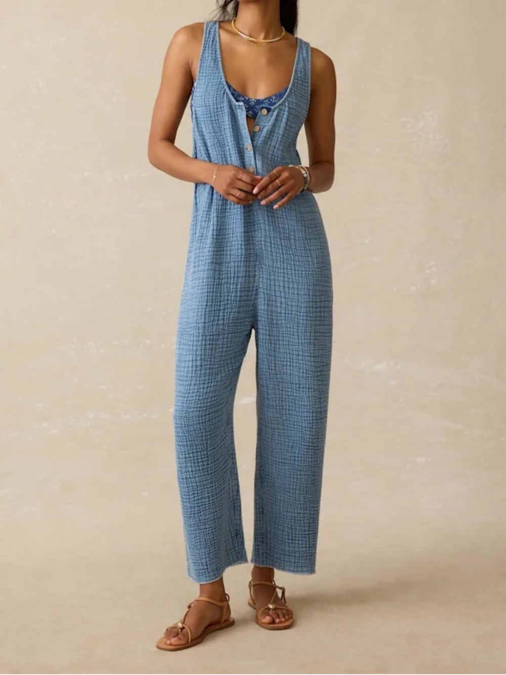Faherty Dune Cotton Gauze Dawson Jumpsuit